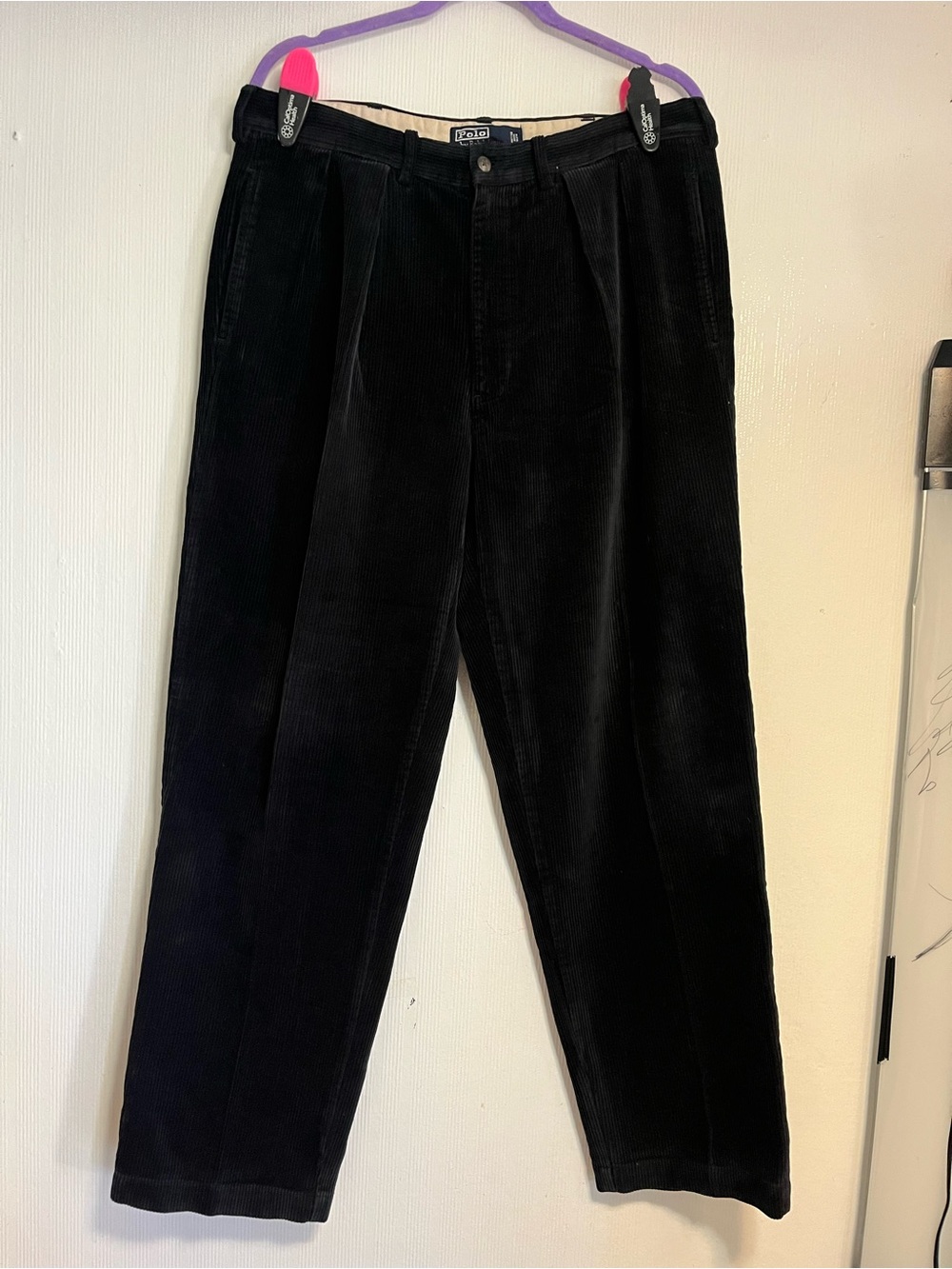 Polo by Ralph Lauren Black Corduroy Pleated Trousers